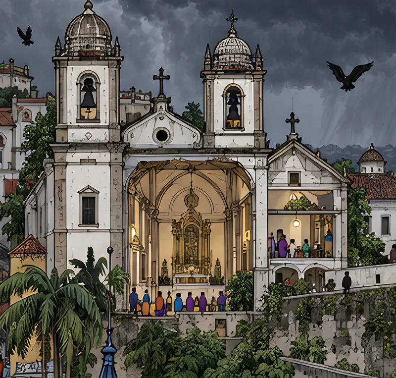 Detalhe da pintura de Cidade Velha