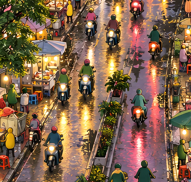Detalhe da pintura de Tân Định